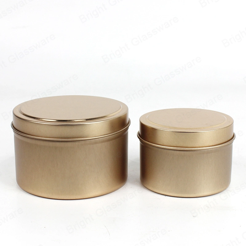 Round Seamless Aluminium Candle Tin Copper Metal Tin Box with a Solid Slide Lid