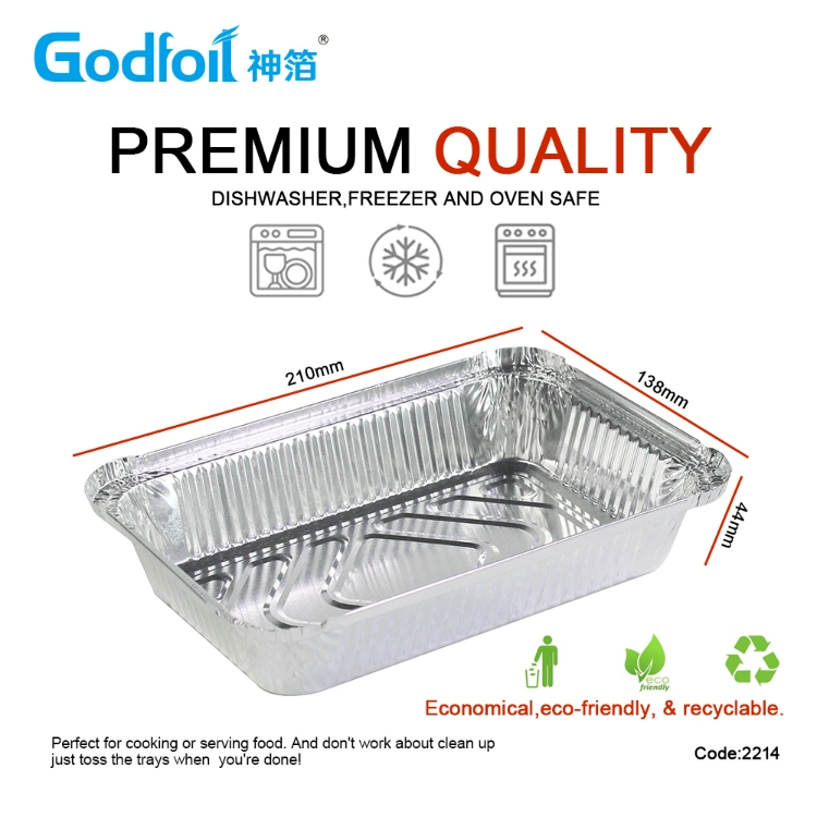 Rectangular Disposable Takeout Tin Foil Box Foil Tray Food Packaging Aluminum Foil Container with Lid