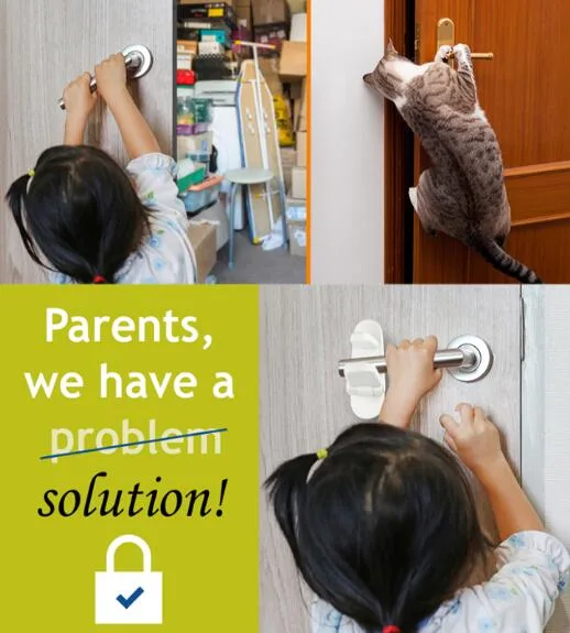 Child Proof Door Lever Lock Door Handle Lock Adhesive Minimalist Design No Drilling Baby Safety Door Handle Locks