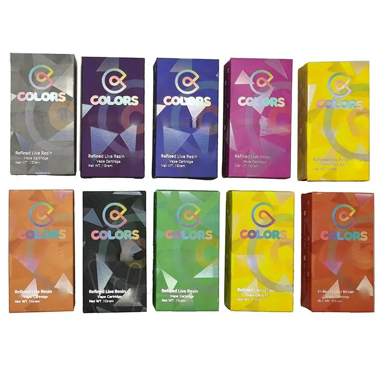 Colors Vape Cartridges Round Metal Tips 10 Color Boxes Packaging with Sticker Thick Oil Empty Vape Carts