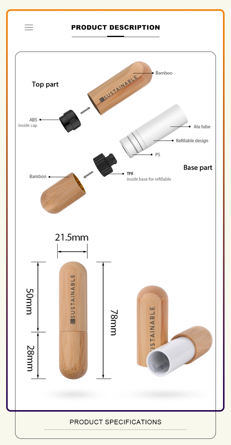 Custom Wholesale Compostable Replaceable Recycling Bamboo Empty Refill Lipstick Packaging