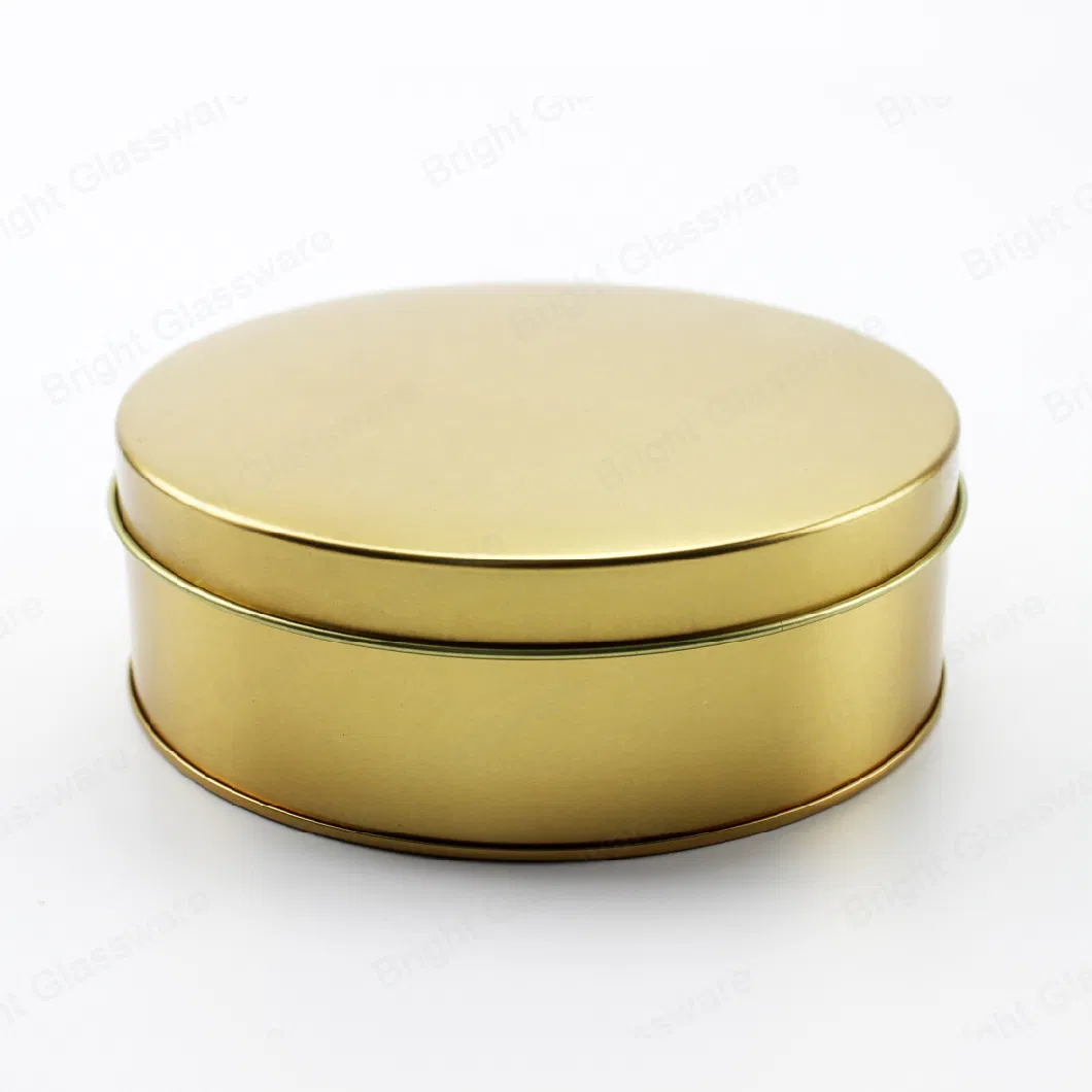 Food Grade Gold Round Metal Tin Plate Box for Tea/ Snacks Gift Packaging Box