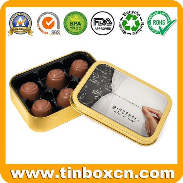 Empty Custom Rectangular Metal Chocolate Tins for Food Packaging Box