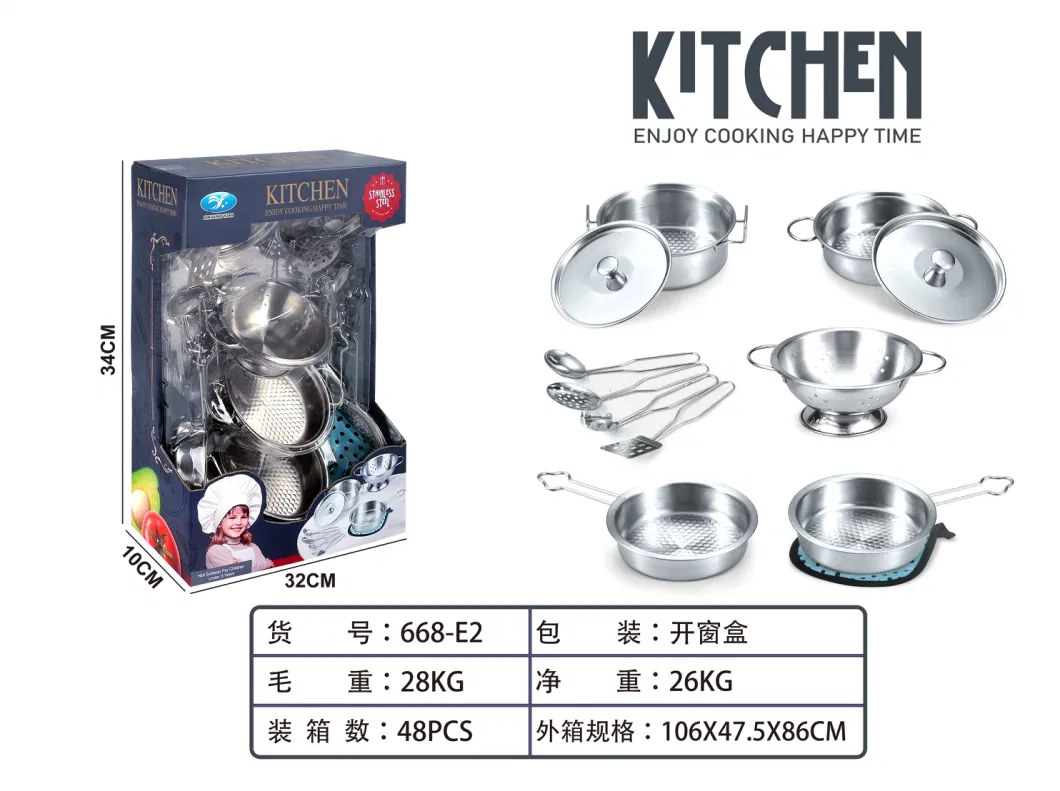 Children&prime;s Kitchen Cooking Toy Set Stainless Steel Table Ware Gift Set