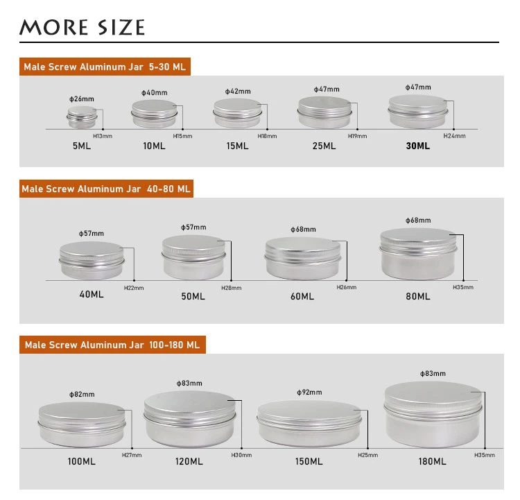 Aluminum Cosmetic Jar Tins Metal Jar Packaging Containers Environmentally Friendly Packaging