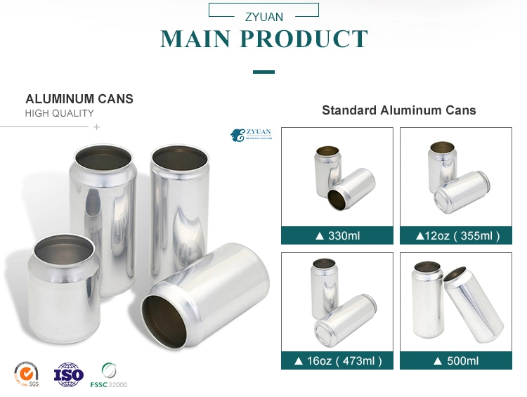 Supplier 2piece Aluminum Food Grade Can Blank or Printed Sleek 200ml 330ml 355ml Aluminum Can