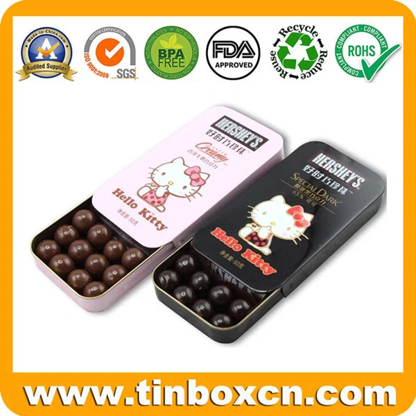 Empty Hello Kitty Metal Tin Slide Box for Sliding Chocolate Candy