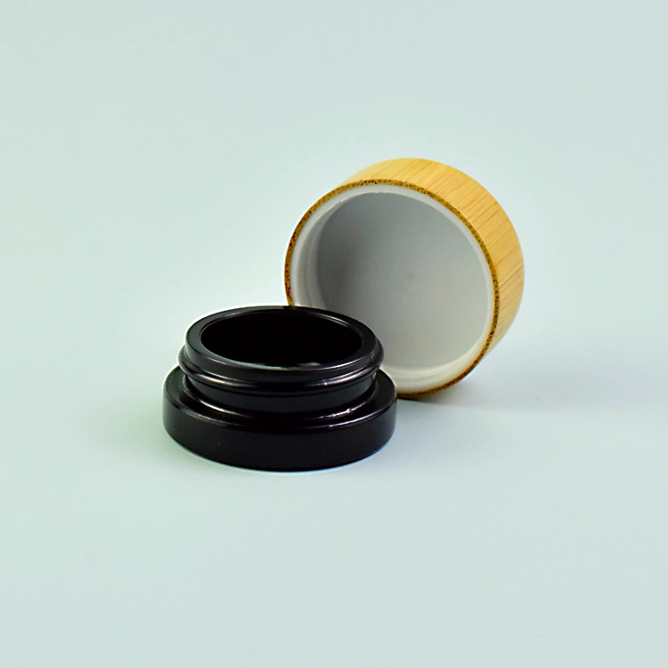 Customized 3ml 5ml 9ml Empty Mini Airtight Straight Sided Small Round Concentrate Black Glass Wax Jar Container