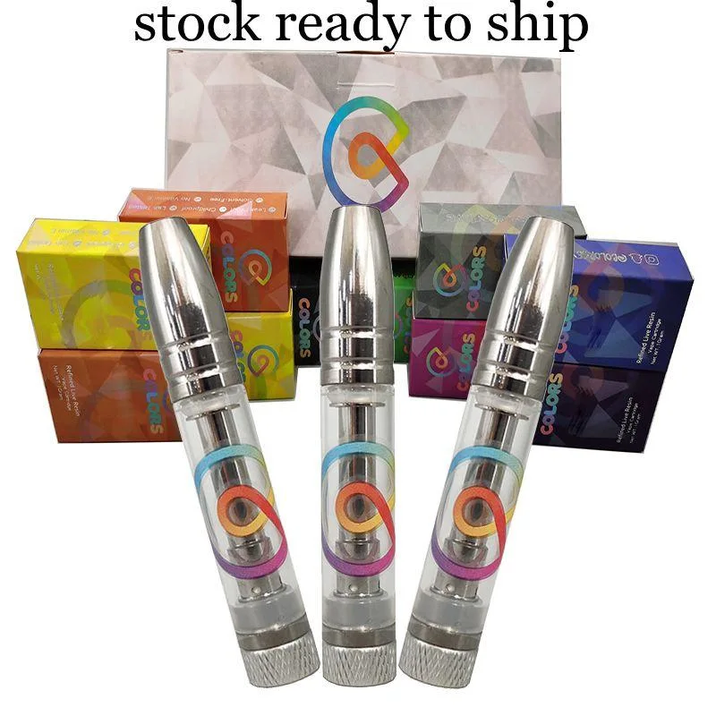 Colors Vape Cartridges Round Metal Tips 10 Color Boxes Packaging with Sticker Thick Oil Empty Vape Carts