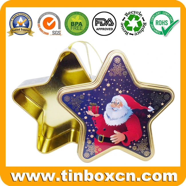 Decorative Pentacle Shape Christmas Gifts Metal Box Five-Pointed Star Tin