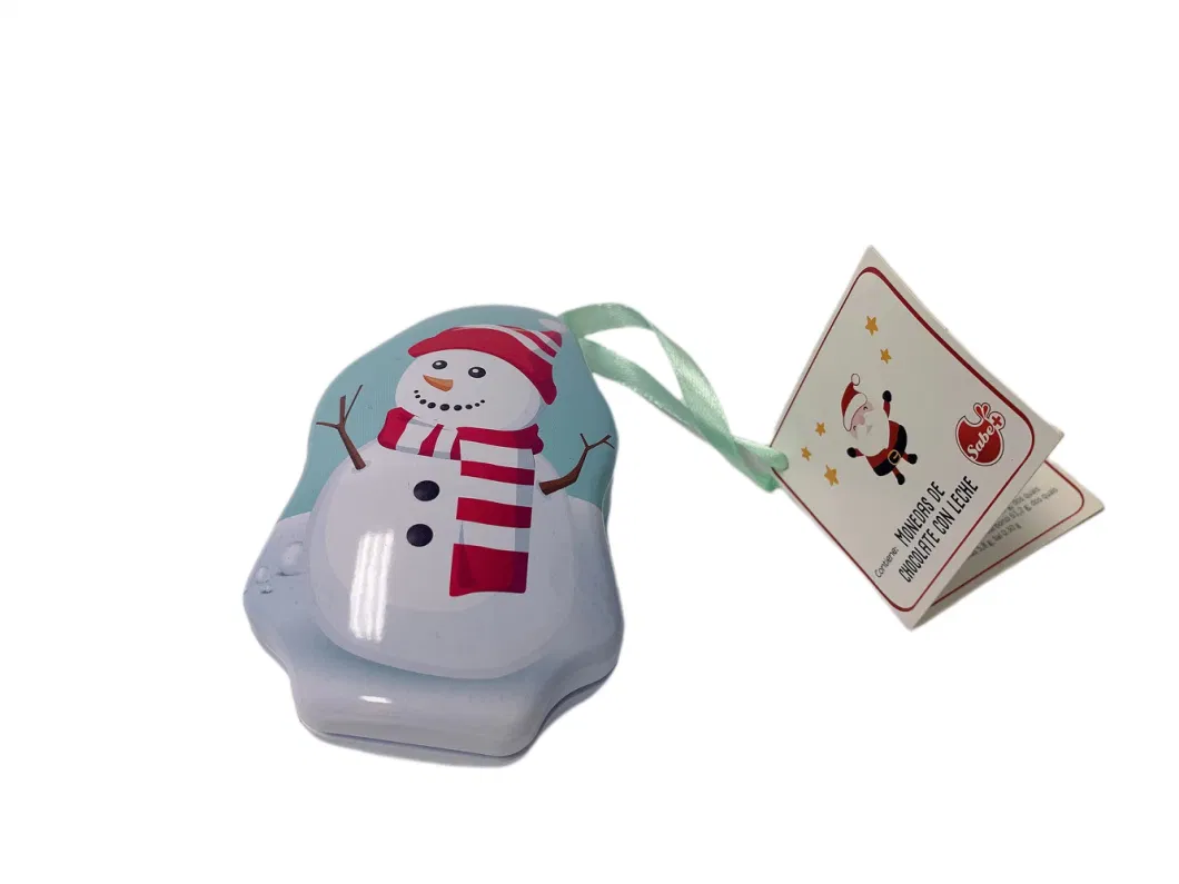 Food Safe Snow Man Shaped Candy Tin Box Metal Tin for Candy Mint Tin Can Small Sweet Tin Box Candy Mint Box