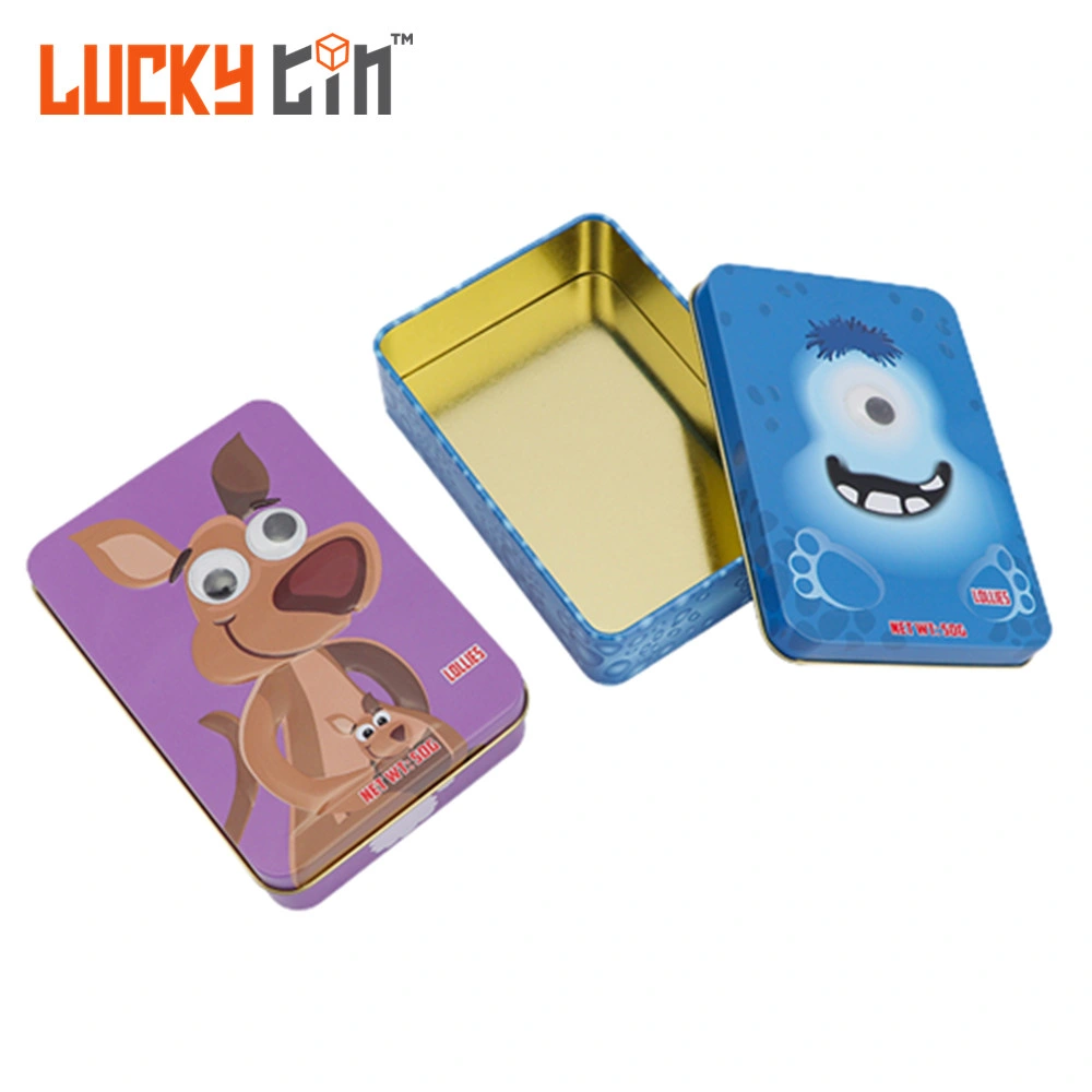 Factory Custom Tinplate Case Packaging Rectangle Metal Can Pill Mini Tin Box with Hinged Lid