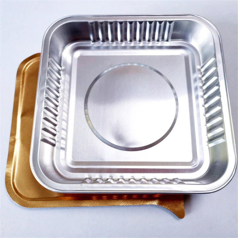 Wrinkle-Free Tin Foil Gold Thickening Disposable Barbecue Rectangular Meal Box with a Lid Aluminum Foil Takeaway Box