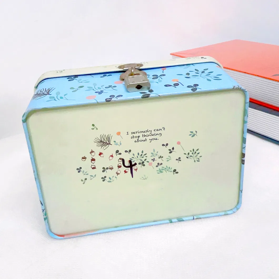 Fresh Creative Large Lock Storage Jewelry Gifts Metal Tin Box