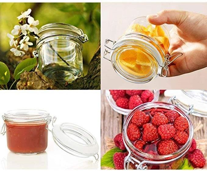 Wholesale Wide Mouth Glass Packaging Round Jar with Sealed Ring, Airtight Food Storage/Pickle Glass Jar with Metal Clips