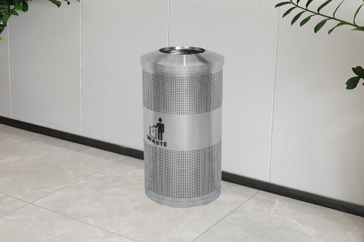 Modern Design Metal Rubbish Waste Bin Large Recycle Trash Can