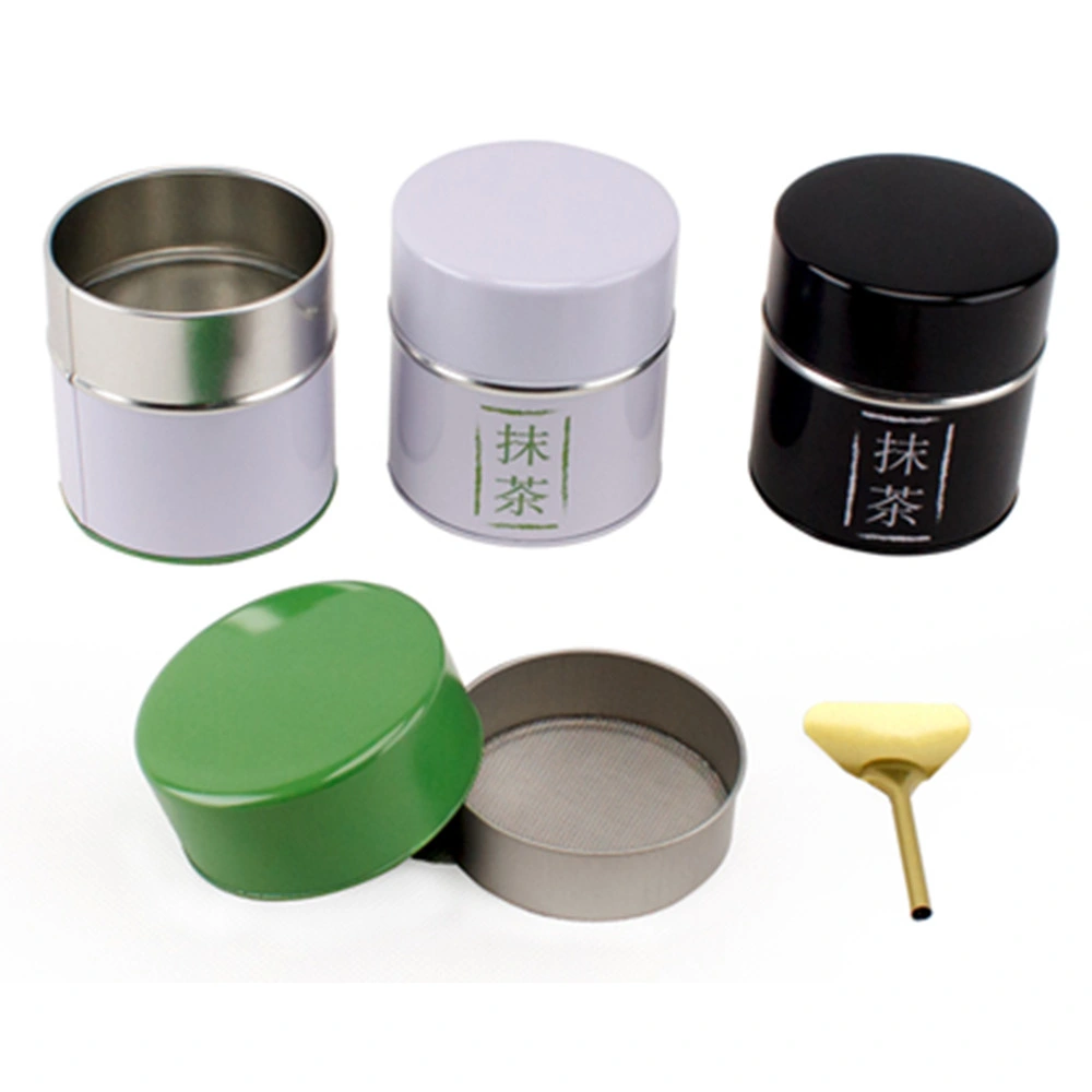 Wholesale Custom Metal Round Can Container White Black Matcha Tin Jar for Loose Tea Can and Matcha Spice