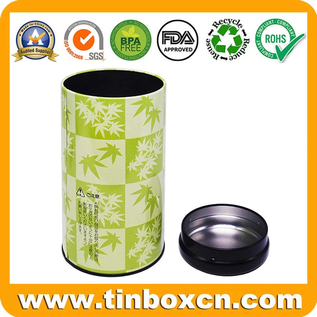 Metal Tea Caddy Tin Can Round Tea Packaging Box with Airtight Lid