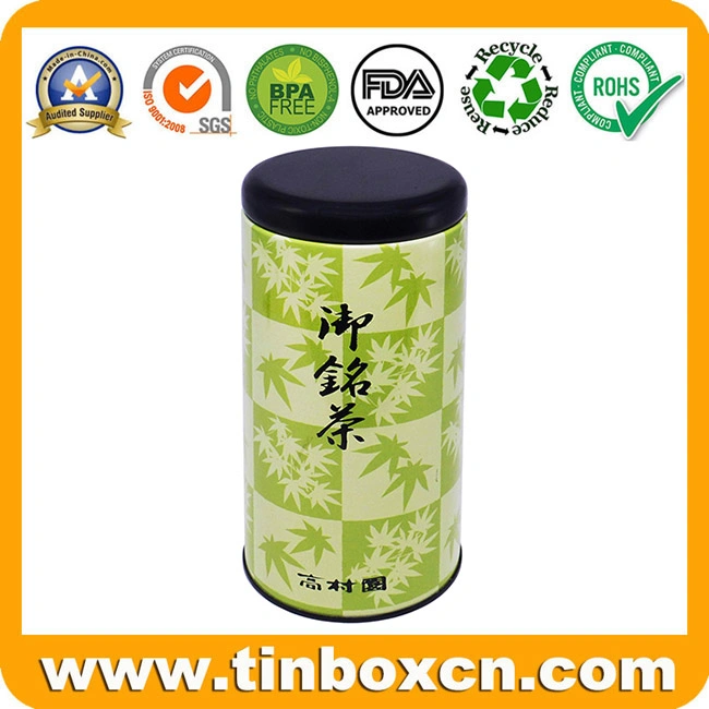 Metal Tea Caddy Tin Can Round Tea Packaging Box with Airtight Lid