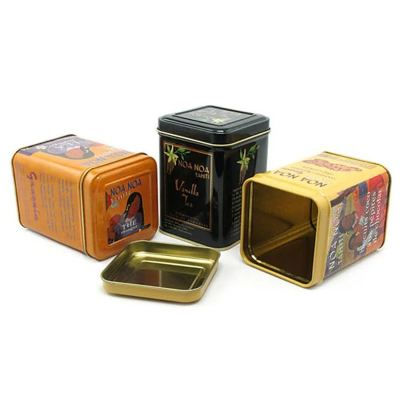 Custom Square Coffee Powder Spice Packaging Matcha Tea Tin Box with Lid