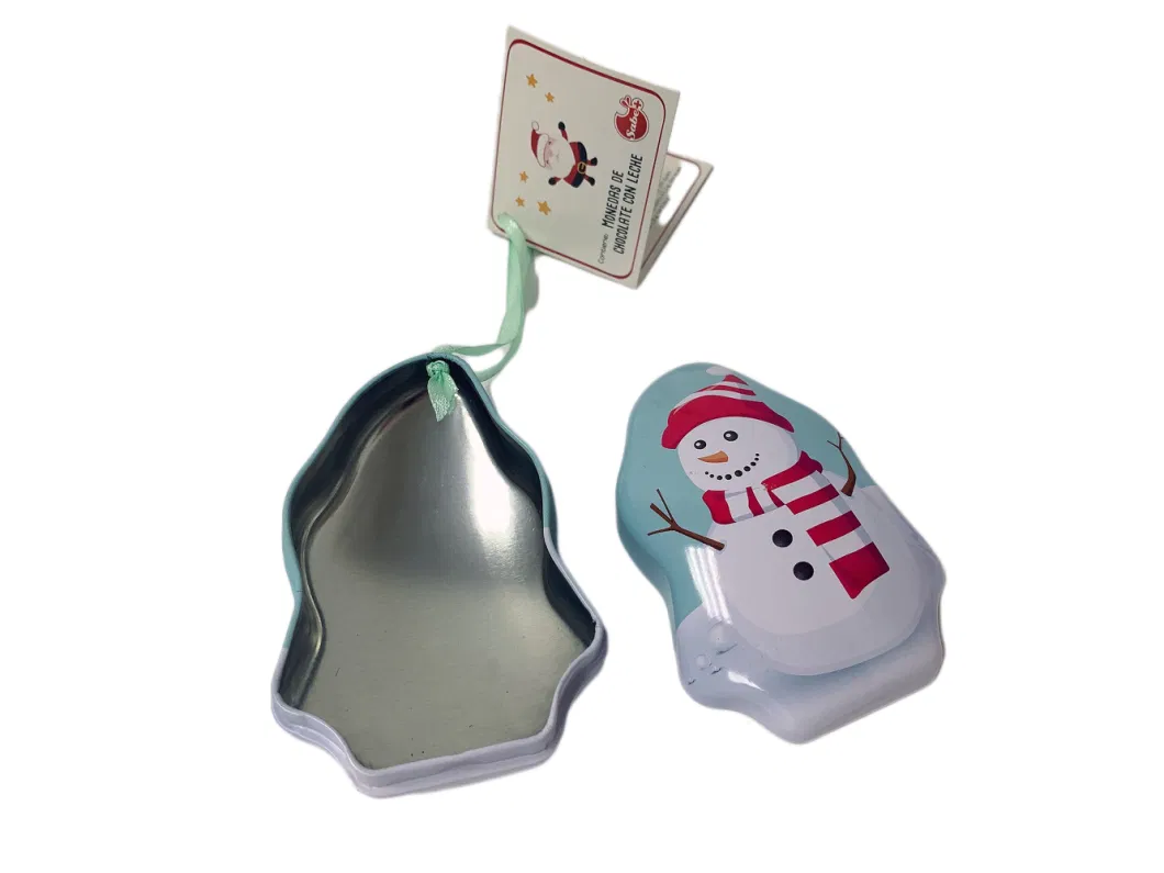 Food Safe Snow Man Shaped Candy Tin Box Metal Tin for Candy Mint Tin Can Small Sweet Tin Box Candy Mint Box