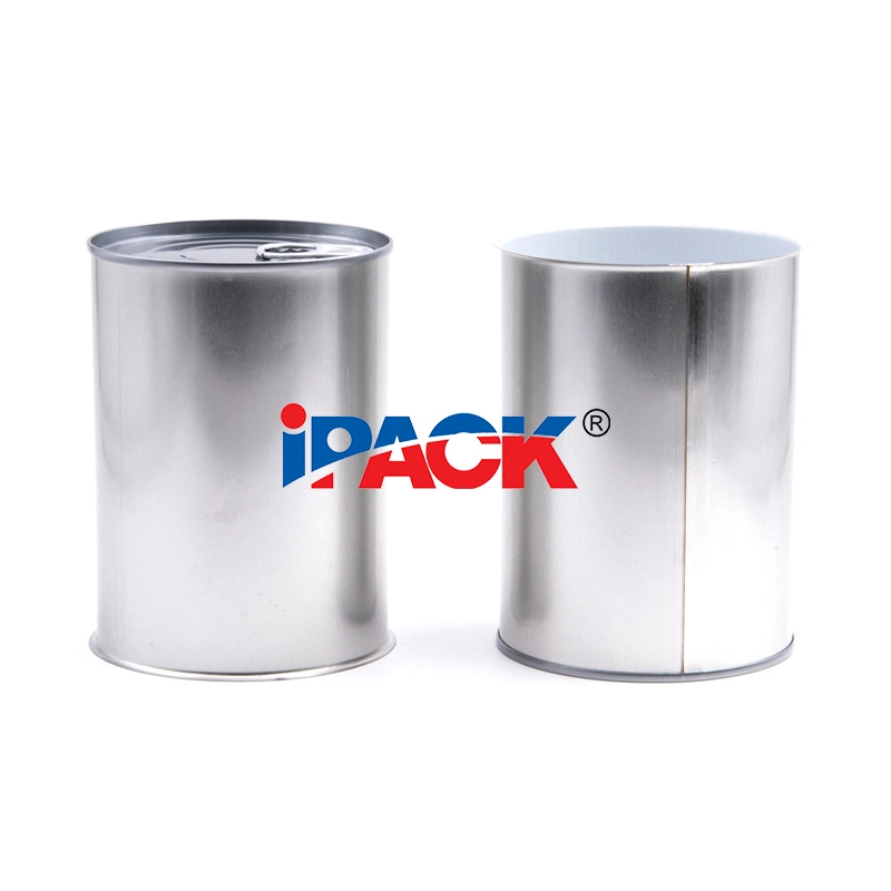 8116# Wholesale Printing Design Food Grade Internal White Lacquer Round Black Tins Metal Container with Eoe