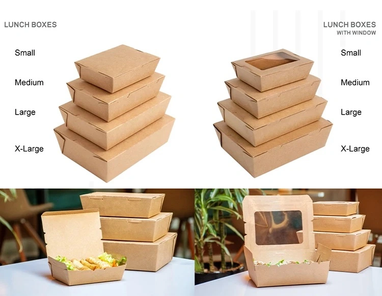 Disposable Takeaway Biodegradable Printed Paper Box Fast Food Packaging