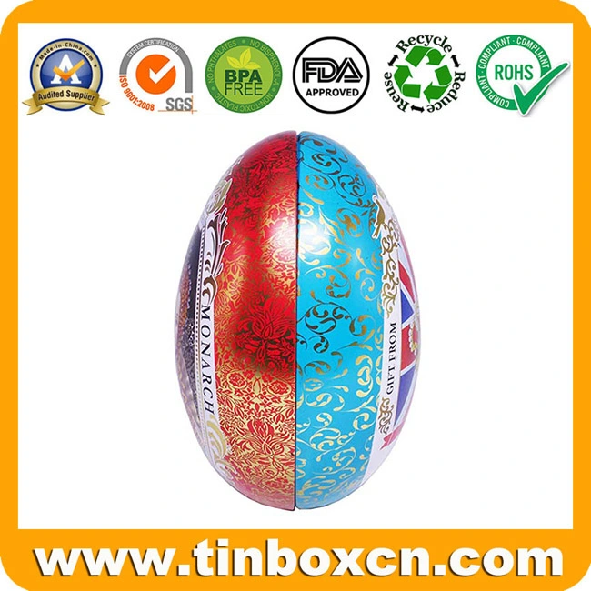 Decorative Easter Egg-Shaped Metal Gift Box Christmas Egg Tin for Chocolate Candy