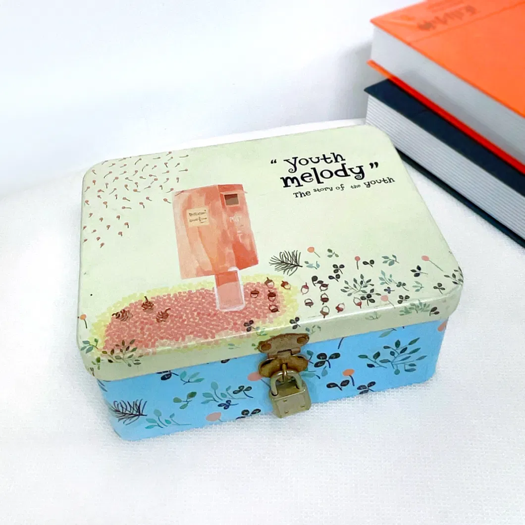 Fresh Creative Large Lock Storage Jewelry Gifts Metal Tin Box