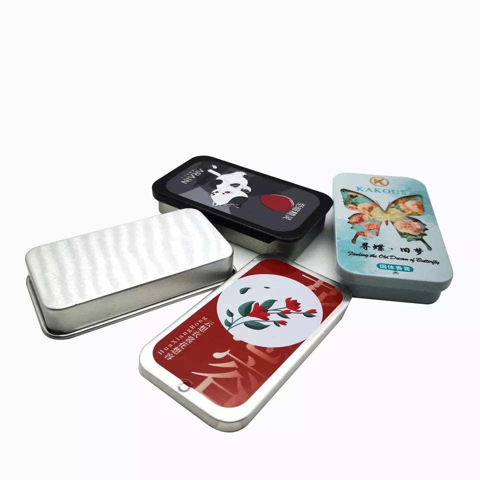 Good Quality Rectangular Aluminium Tin with Sliding Lid Custom Multicolor Slide Tin Box Hot Sale Slide Top Metal Tins