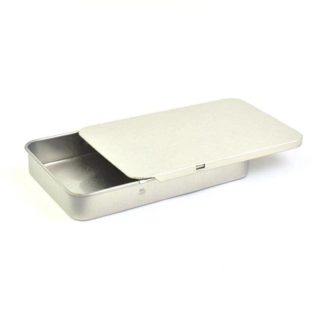 Rectangle Food Grade Tin Box for Food Gift Candy Edibles Packaging with Child Proof Push Lid