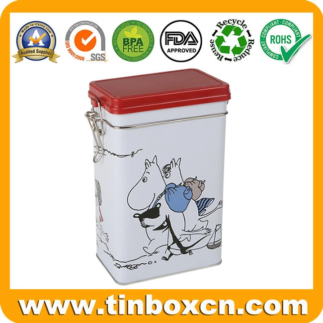 Rectangular Coffee Tin Box with Airtight Lid, Metal Coffee Can