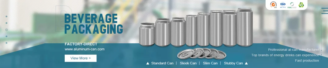 Supplier 2piece Aluminum Food Grade Can Blank or Printed Sleek 200ml 330ml 355ml Aluminum Can