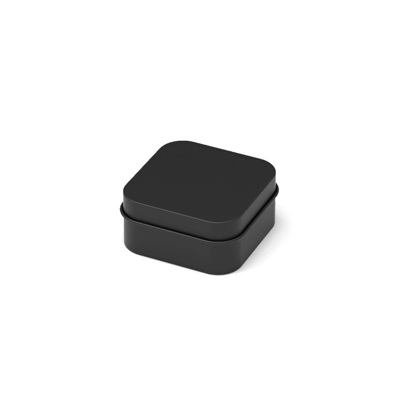 2 Oz Small Window Lid Black Metal Packaging Tin Case Square Candle Tin with Lid