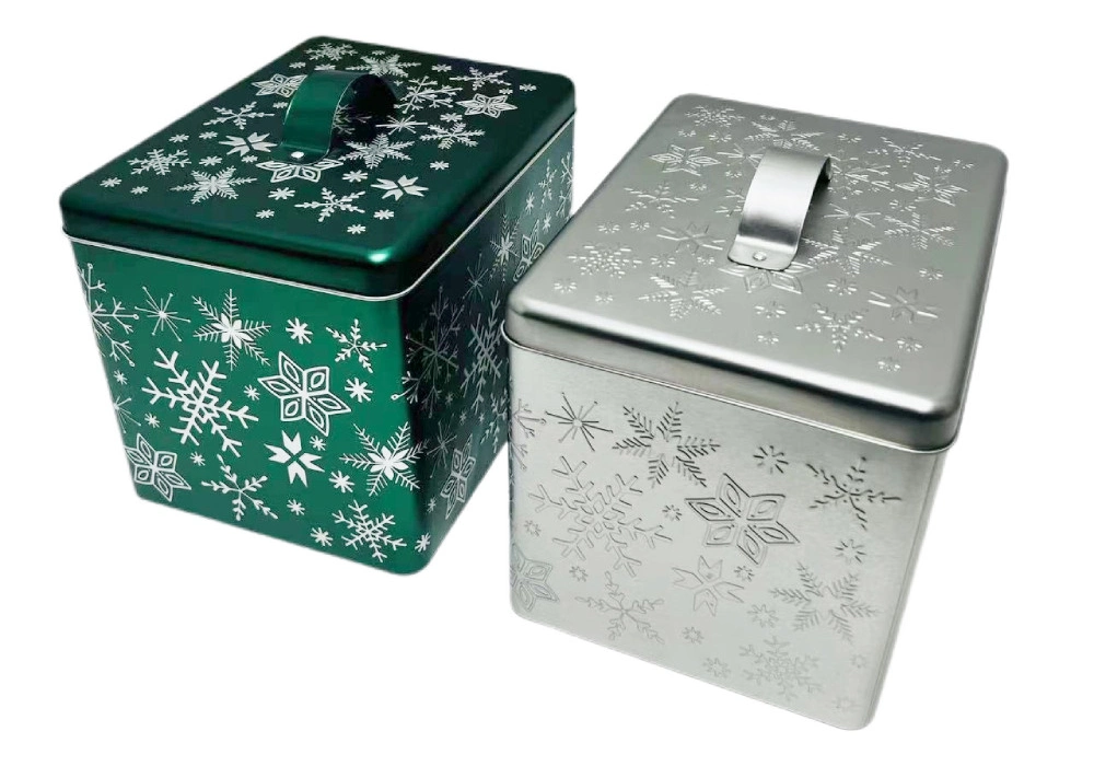 Factory Wholesale Rectangular Metal Packaging Red Christmas Tinplate Storage Container Bread Cookie Snackstins Tin Box