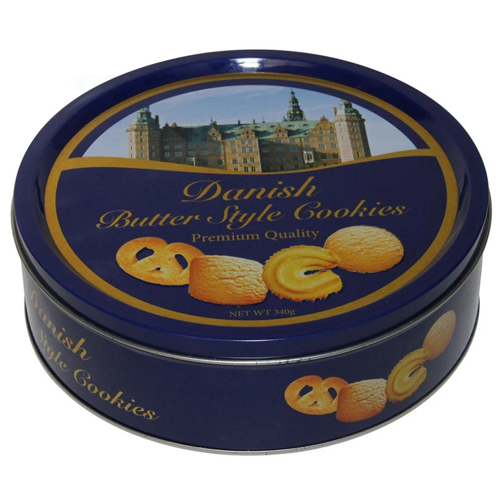 Round Golden Lacquer Decorative Cookie Biscuit Tin 0.5/1/1.5/2/2.5L