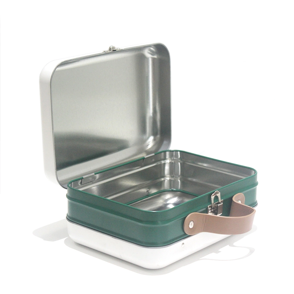 Manufacturers Custom Lunch Box Iron Handle Tin Rectangular with a Lock