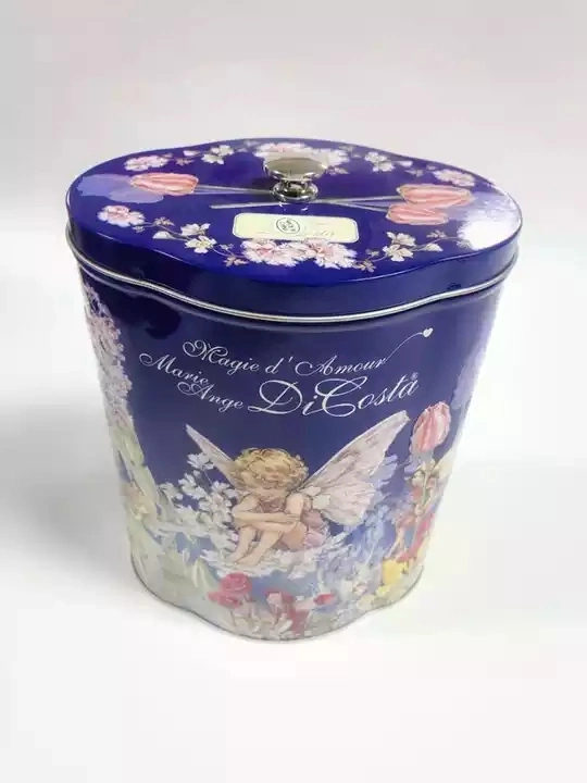 Wholesale Standard Flower Shape High Quality Reusable Empty Tin Box with Knob