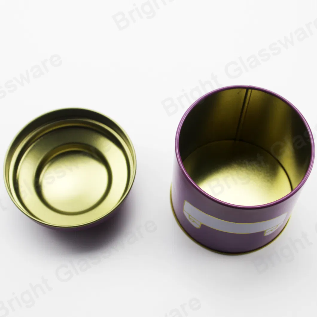 Wholesale Empty Food Grade Small Round Purple Metal Tin Box for Tea Cookie