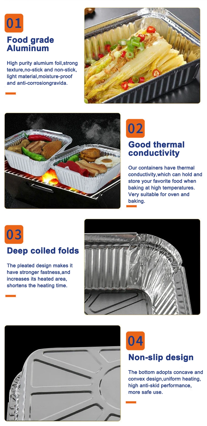 Wholesale Disposable BBQ Tin Foil Tray Aluminum Foil Takeaway Packing Box Aluminum Foil Container Pans