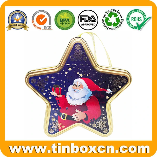 Decorative Pentacle Shape Christmas Gifts Metal Box Five-Pointed Star Tin