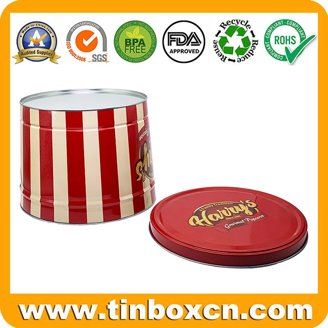 Empty 2 Gallon Metal Popcorn Tin with Lid for Christams Holiday