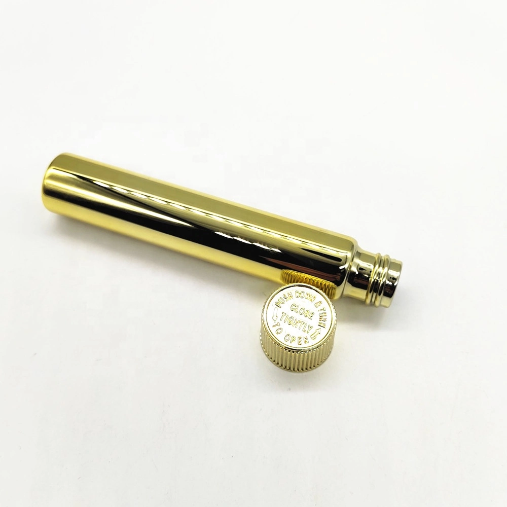 115mm Electroplated Golden Glass Joint Tube Custom Blunt Tubes with Child Resistant Lid