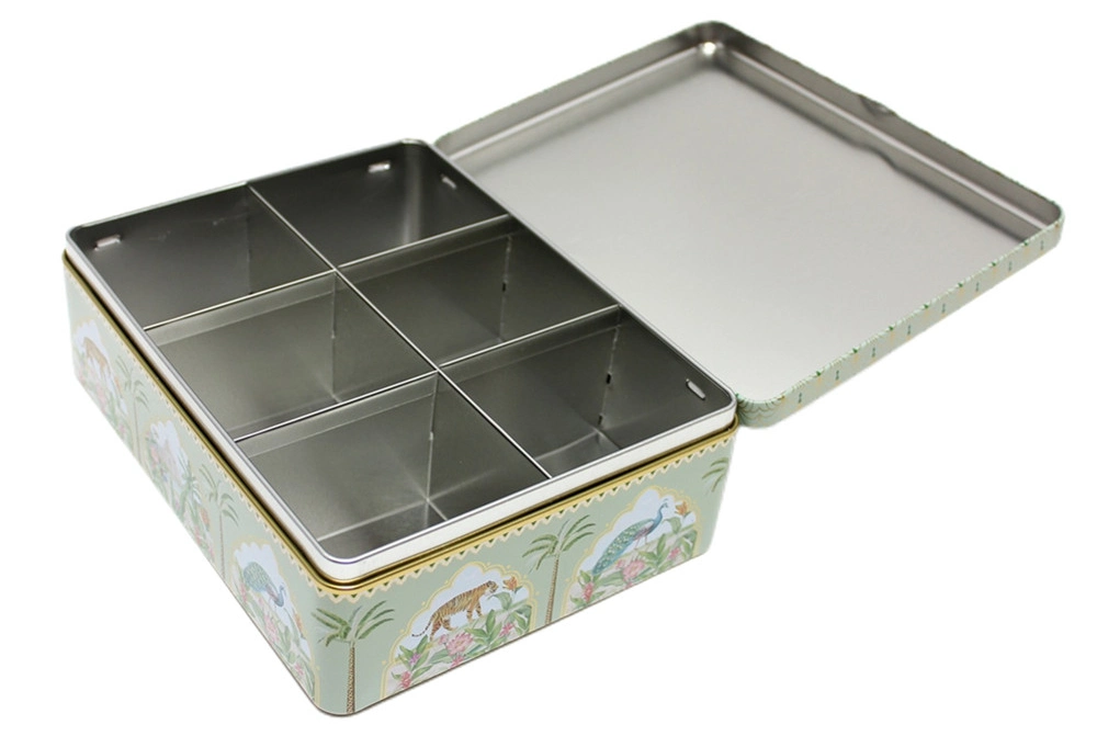 Bulk Sale Tinplate Rectangle Boxes Custom Print Large Hinged Lid Metal Tin Box for Food Packaging