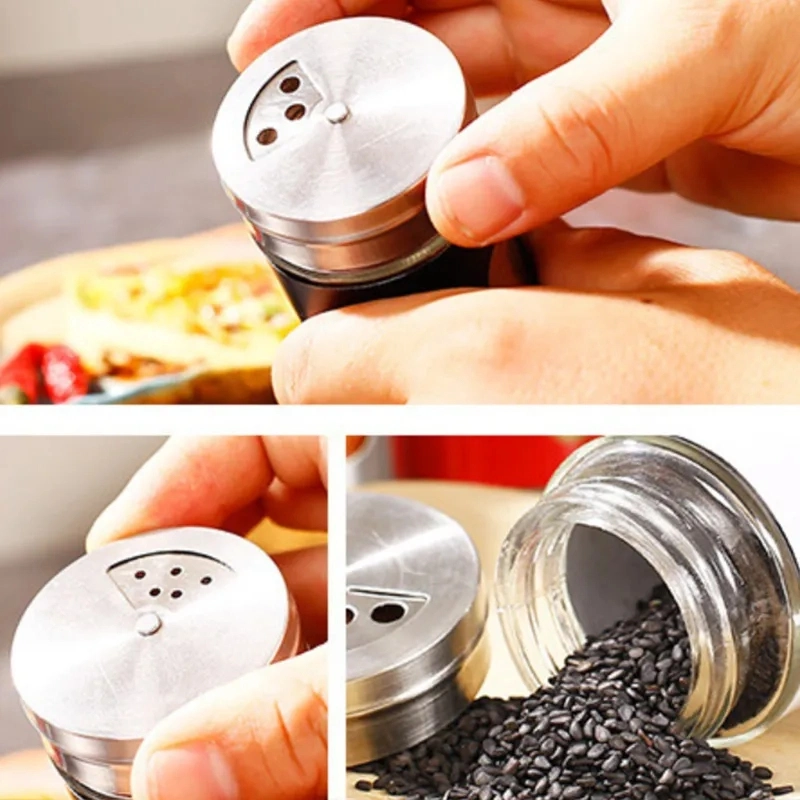 Glass Spice Jars 4oz Empty Square Spice Bottles Shaker Lids and Airtight Metal Lids