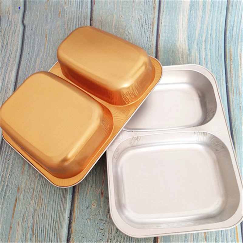 Gold High-End 1000ml Double Foil Takeaway Box Sealable Tin Foil Lunch Box Lunch Box Bento Box