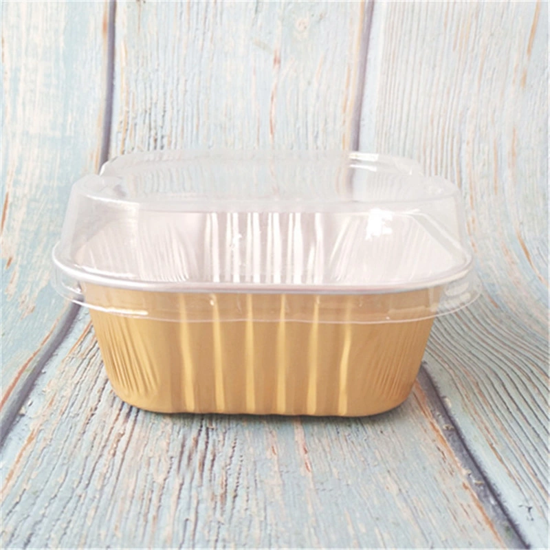 Wrinkle-Free Tin Foil Gold Thickening Disposable Barbecue Rectangular Meal Box with a Lid Aluminum Foil Takeaway Box