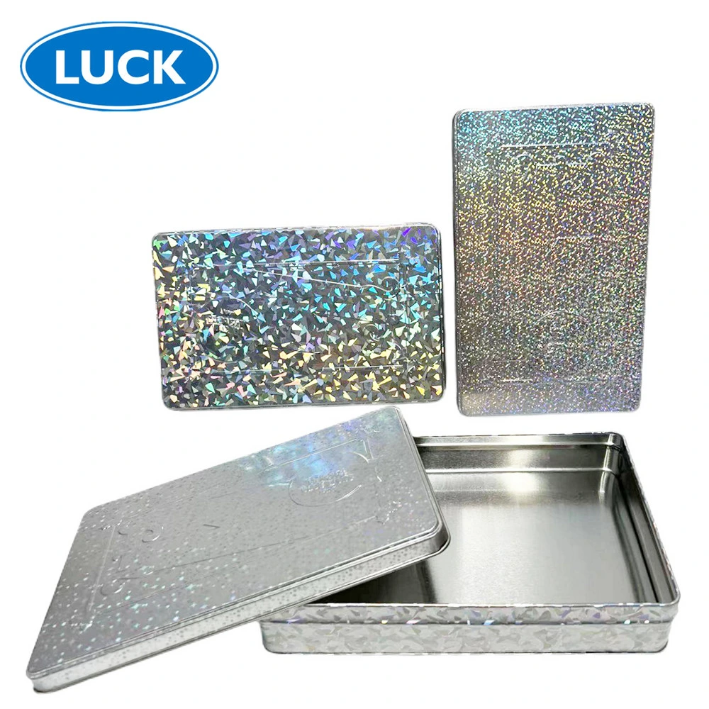 Factory Custom Tinplate Case Packaging Rectangle Metal Can Pill Mini Tin Box with Hinged Lid