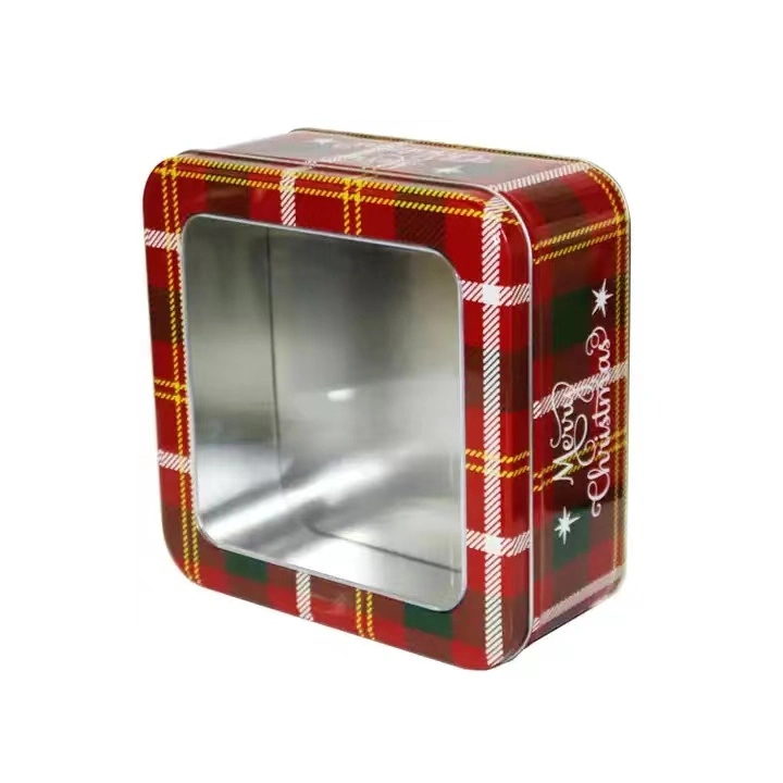 Best-Selling Decorative Wedding Gift Box Metal Christmas Tin Tin Transparent PVC Window