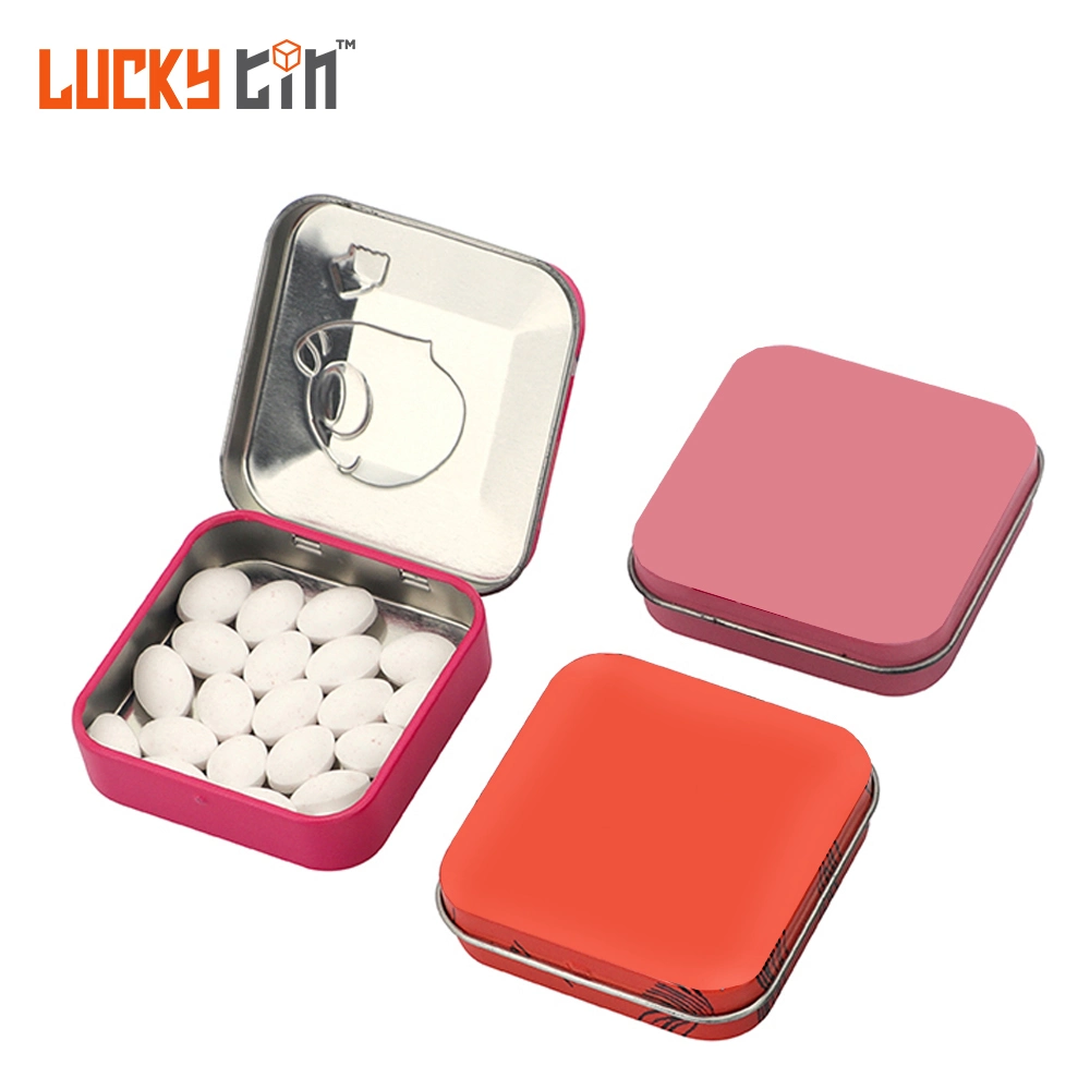 Wholesale Hinged Lid Tinplate Box Storage Container Rectangular Metal Packaging Food Grade Mint Tin Can for Mint